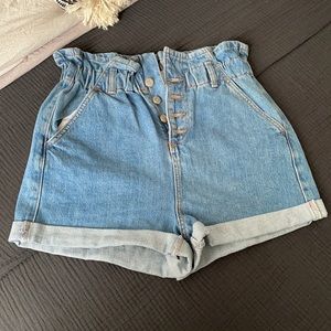 Topshop Highwaist Paperbag Jean Shorts